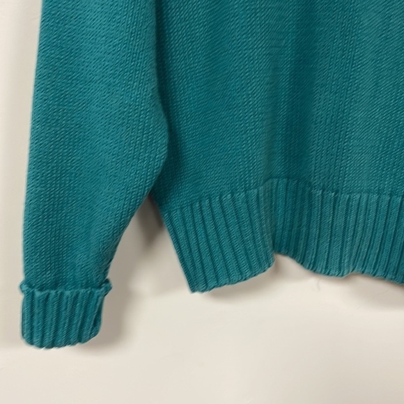Talbots mock turtleneck  Cotton Sweater,  M, turquoises/blue, cable knit design - Picture 6 of 7